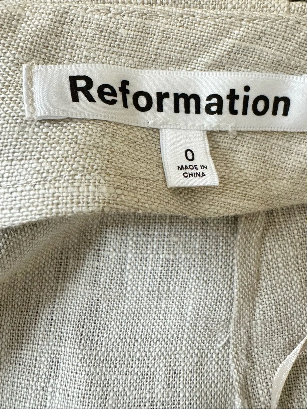 New Reformation Scarlett Linen Two Piece Set in Oatmeal womens size 0